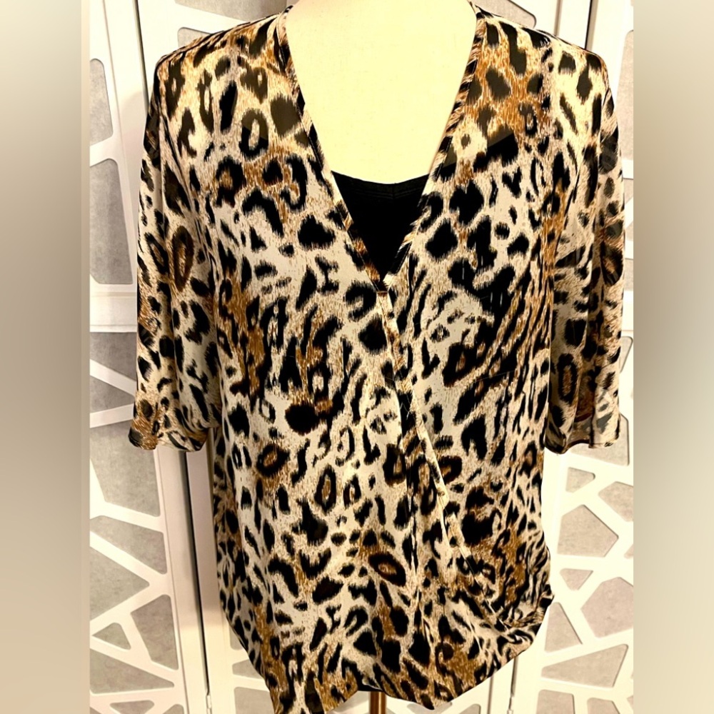 Leopard Print Charming Charlie’s Spring Shirt, Size Medium
